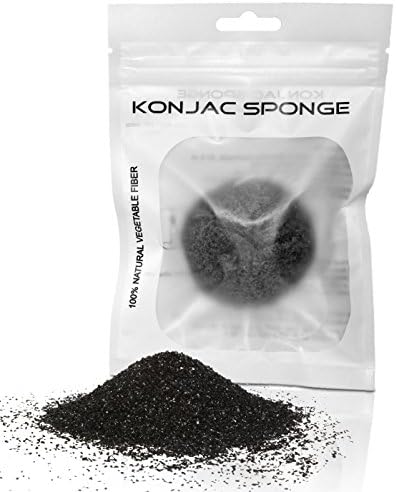 Konjac Sponge - Activated Bamboo Charcoal Infused - 100% Natural Sponge Gently Exfoliates &amp; Pore Cleanser Facial Sponge - Ideal for All Skin Types - Sensitive, Dry, Oily and Acne Prone