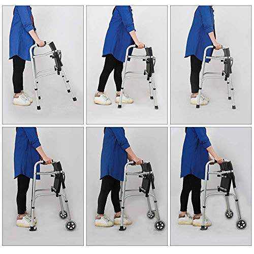 LMEIL 4 in 1 Stand-Assist Folding Walker, Compact Lightweight andHeight Adjustable with Brake Detachable Seat and Wheels Supports up to 350 lbs for Seniors - Thumbnail 6