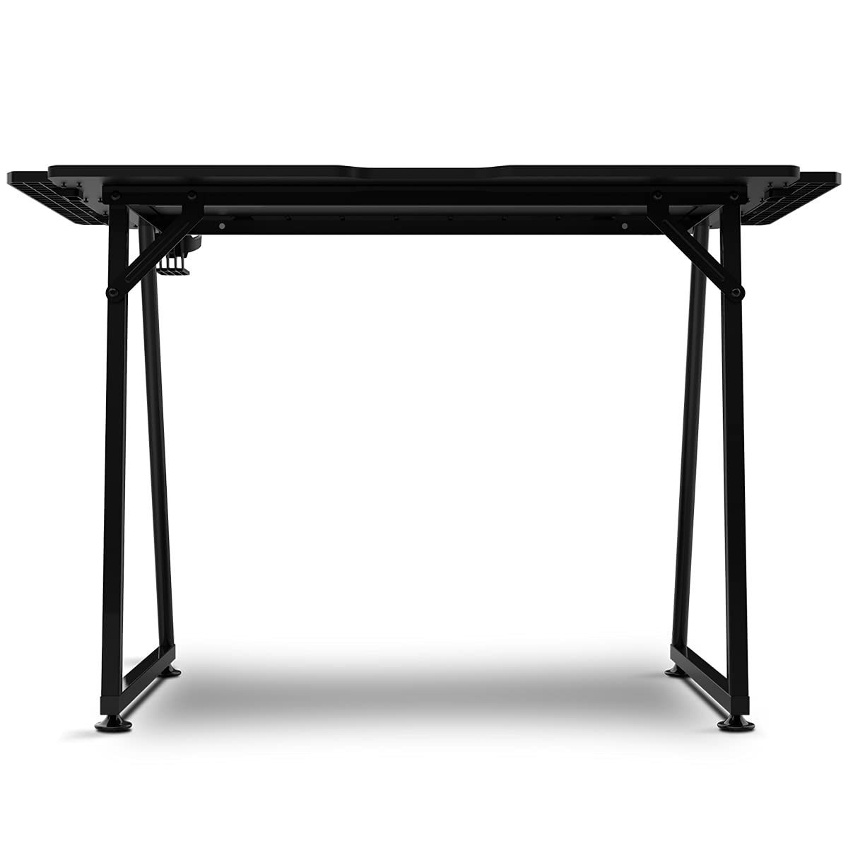 DRIFT GAMING -DRDZ75- Gaming-Tisch mit Kohlefaserplatte, bedeckt mit Einer Matte in voller Größe, Halterung für Tassen und Kopfhörer, verstellbare Beine, schwarz 7