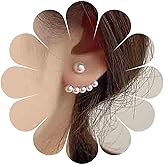 Vacaonio Bohemia Tiny Pearl Stud Earrings Pearl Ear Jacket Earrings Pearl Climbers Earrings Vintage Gold Pearl Earrings Pearl Front Back Stud Earrings Jewelry for Women