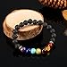 Bememo 200 Pieces Chakra Beads and Black Lava Rock Stone Volcanic Stone for Jewelry Bracelet Necklace DIY Making with 1 Crystal String and 30 Antique Silver Spacer Beads