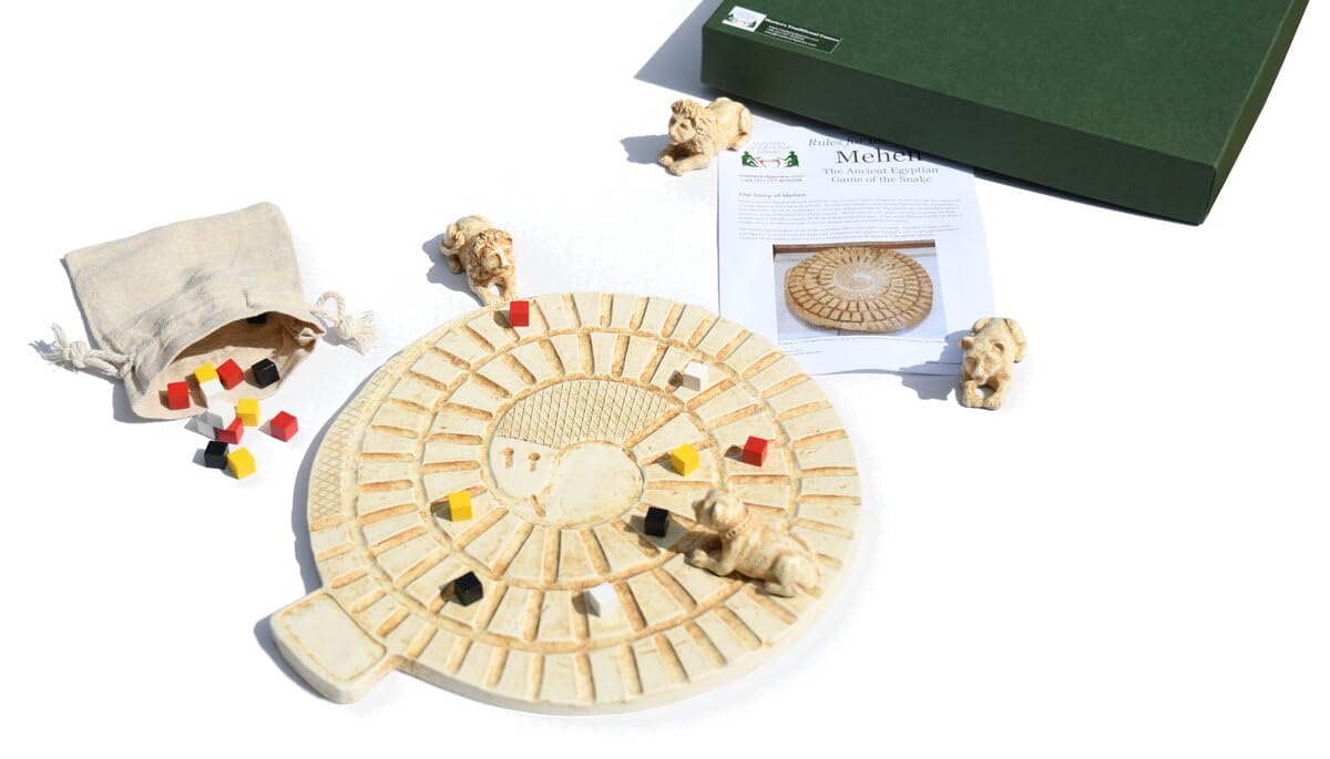 Replica Mehen Game - Ancient Egyptian Game of the Serpent - Replica of the Oldest Board Game in World - Board Game for 2-4 players