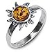 Honey Amber Sterling Silver Sun Small Ring Sizes 4,5,6,7,8,9,10,11,12