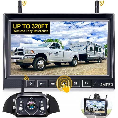 AMTIFO RV Backup Camera Wireless TouchKey PreWired for Furrion