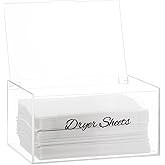 SUBEKYU Acrylic Dryer Sheet Container for Laundry Room,Dryer Sheet Holder Dispenser with Lid for Laundry Storage Organization