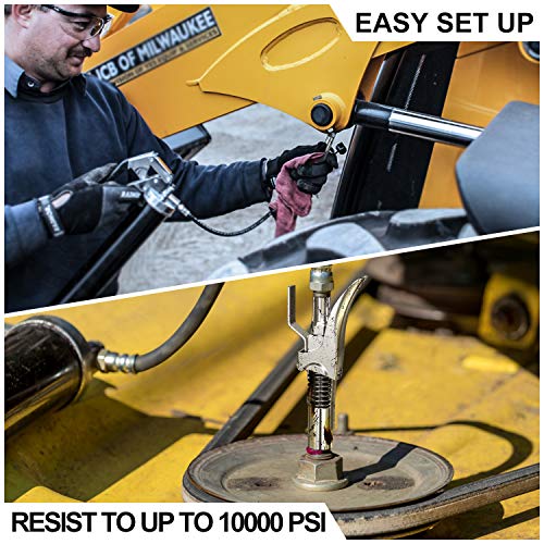 MONEY Grease Gun Coupler Universal Zerk Fitting 10000 PSI Grease Coupler Quick Lock Lengthened