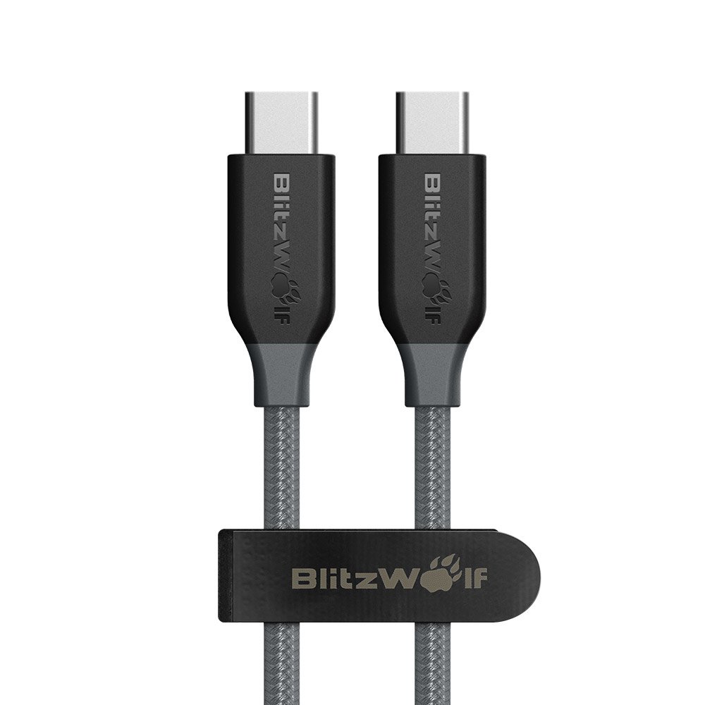 USB Tipo C-C Cable Nylon, BlitzWolf 1M 3A Cable USB-C a USB-C Cable C a C Cargador de Carga y Sincronización Trenzado con Correa de Cinta Mágica para New MacBook, Google ChromeBook Pixel, Nintendo Switch, Nexus 5X, Nexus 6P, OnePlus 2, LG G