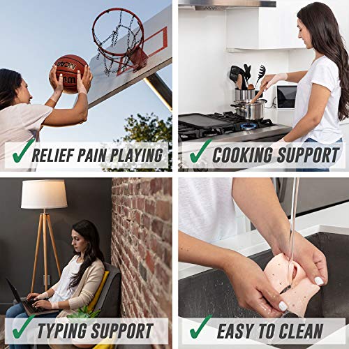 DropSky [4pcs] Gel Wrist Thumb Support Braces Soft Waterproof Breathable, Relief Pain Carpal Tunnel, Arthritis Thumb, Fits Both Hands, Lightweight, Therapy Elastic Silicone, Stabilizer Support [Nude] - Thumbnail 5