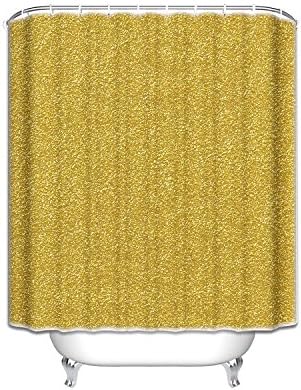 Custom Gold Luxurious Dull Polish Pattern Polyester Waterproof Bathroom Shower Curtain Rings Included by UE Ltd