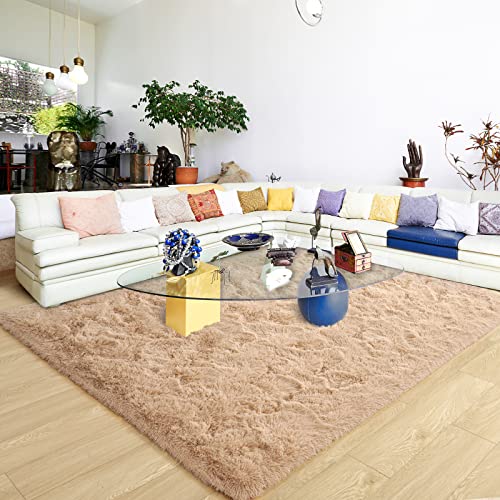 Ultra Soft Fluffy Rugs for Bedroom 5x8 Feet, Shag Area Rugs for Living Room, Large Comfy Furry Rug for Boys Kids Baby Room Decor, Non Slip Nursery Rug Modern Indoor Fuzzy Floor Carpet, Light Tan