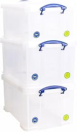 Really Useful Box 48 Litre Clear Pack of 3 Storage Boxes view 1
