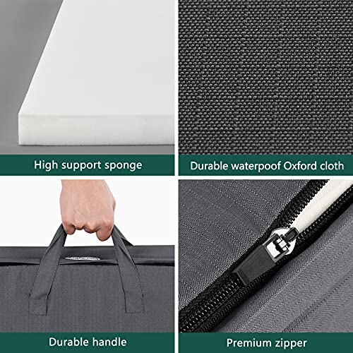 Furpezoo Outdoor Dog Beds Camping(34.6X22X2in),Portable Waterproof Dog Beds for Medium Dogs, Foldable Travel Dog Mat with Removable Washable Cover, Grey,M