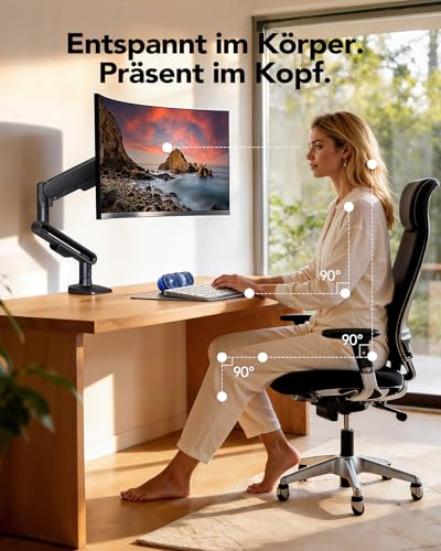 HUANUO Monitor Mount for 13-40 Inch Screens, Monitor Arm with Nitroglide Suspension up to 12 kg, Monitor Mount Height Adjustable, Swivelling, Tilting, for Gaming and Office, VESA 75 x 75/100 x 100 mm