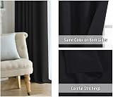 BellaHills Blackout Curtains 46x54 Set of 2 Bedroom Thermal Top Tape view 6