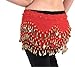 OPCC Belly Dance Hip Skirt Scarf Wrap Belt costume with Rows Gold Coins (red)
