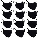 12PCS Face Covering, Mouth Covering Unisex Black