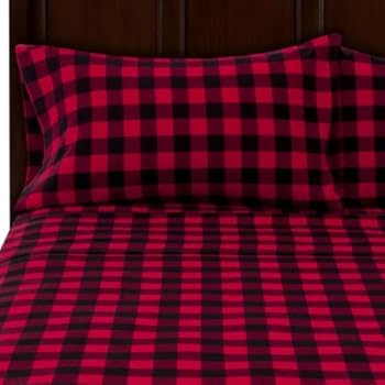 Mainstays Flannel Sheet Set Full, Red Plaid