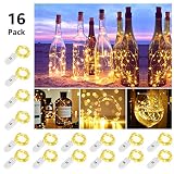 LE Fairy Light Battery Operated, Warm White, 3.3ft 20 Micro Starry LED, Waterproof Decorative Cooper Wire String Light for Indoor Outdoor Wedding, Party, Bedroom, Mason Jar, Craft and More, Pack of 16