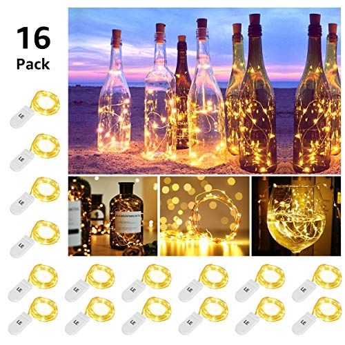 LE Fairy Light Battery Operated, Warm White, 3.3ft 20 Micro Starry LED, Waterproof Decorative Cooper Wire String Light for Indoor Outdoor Wedding, Party, Bedroom, Mason Jar, Craft and More, Pack of 16