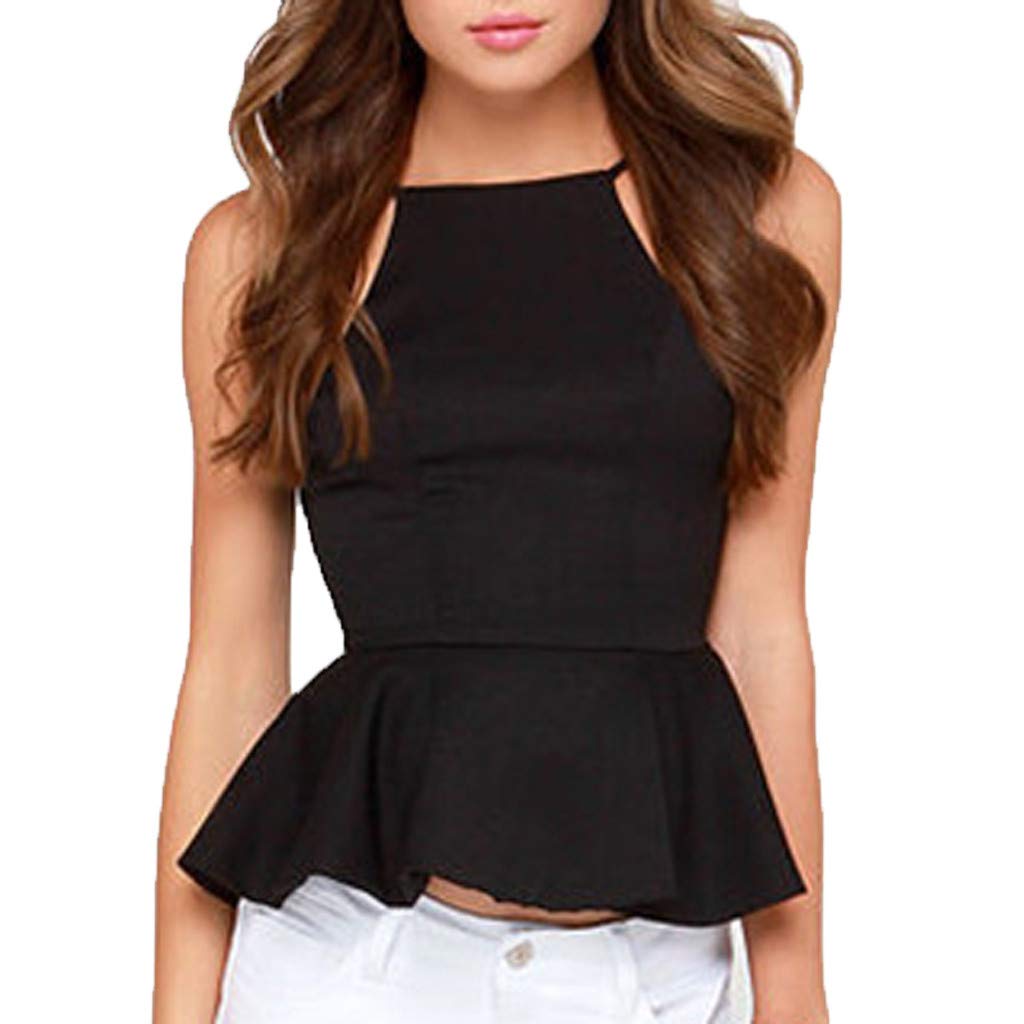 Buy Sunergy Womens Backless Tops, Women Wrapped Casual Tank Shirt Solid Sleeveless Ruffles Tunic 