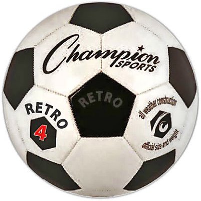 Champion Sports Retro Ball (Black/White, Size 4)