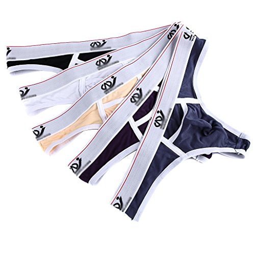 SilkWorld Men's Modal U Convex Pouch Sexy Thong Pack of 5 US Medium