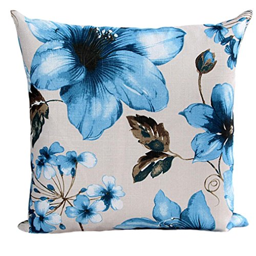 Hot Flowers Pattern Sofa Bed Home Decor Pillow Case Cushion Cover (Blue)