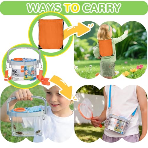 11 Piece Children's Explorer Kit, Insect Hunting Game with Magnifier, Butterfly Net, Observation Box and Tweezers, Outdoor Educational Toy Gift 3 4 5 6 7 8 Years Old