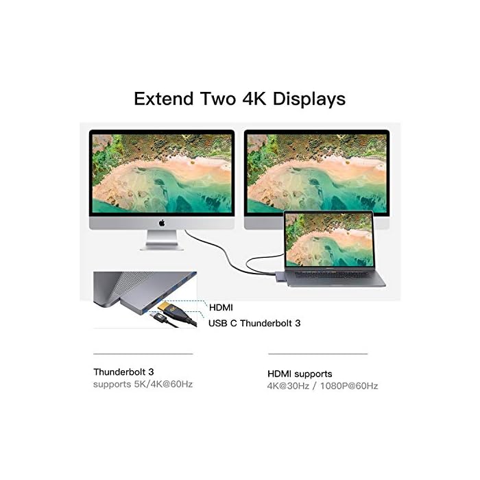 Ofima USB C hub 8 in 1, Adaptador MacBook Pro, 4K HDMI, Thunderbolt 3, USB 3.0, Type C, Lector de Tarjetas SD/TF, USB C Concentrador para MacBook Pro 2019/2018/2017/2016, MacBook Air 2019/2018, etc - Imagen 5