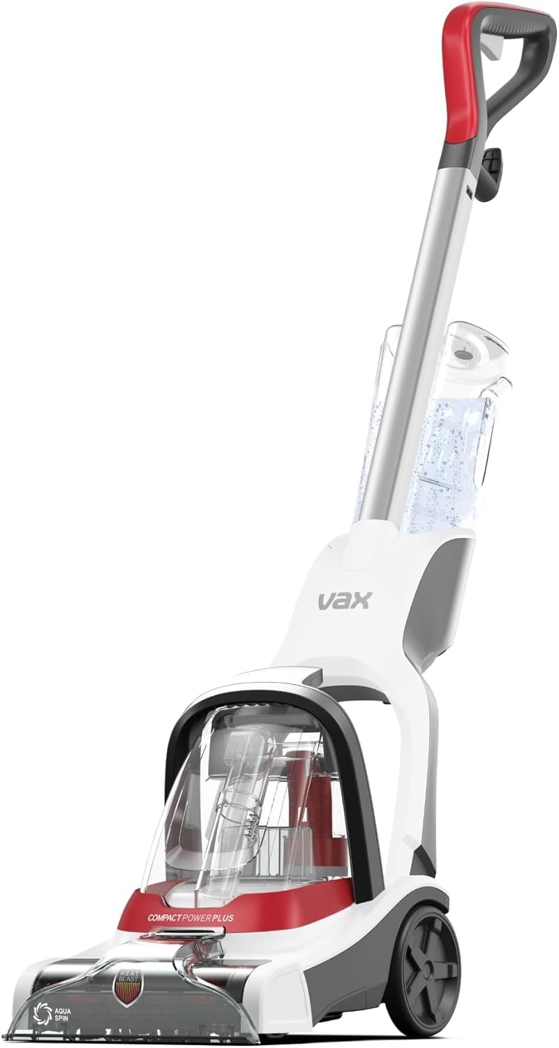 Vax Compact Power Plus Carpet Cleaner Machine, Upright Portable Carpet and Rug Shampooer Washer, Included Solution, Easy to Carry, White/Red, 840W, 5.5kg, CDCW-CPXP