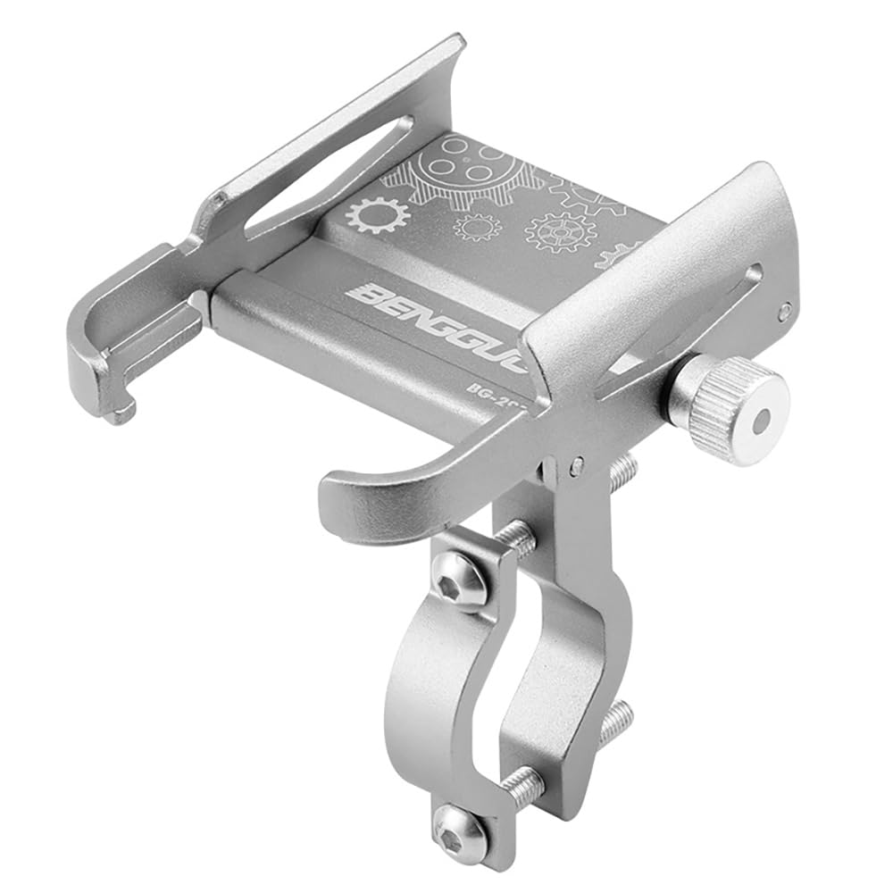 Quixotical Universal Bicycle Cell Phone Holder, 360° Rotatable Bike Phone Mount, Aluminum Alloy Detachable Bike Phone Holder, for All 5.8-9.5cm Wide Cellphone (Silver)