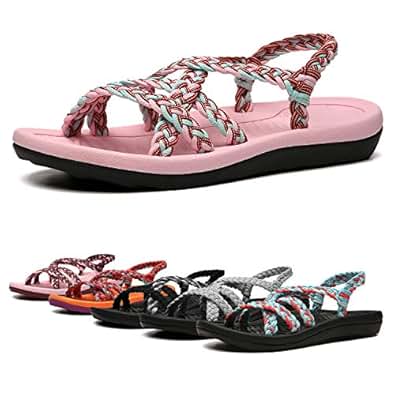 Amazon.com | EAST LANDER Women's Comfortable Flat Walking Sandals with Arch Support Waterproof 