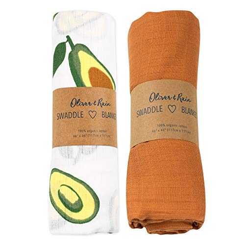 Oliver & Rain Boy, Girl, Unisex Organic Muslin Swaddle Baby Blanket