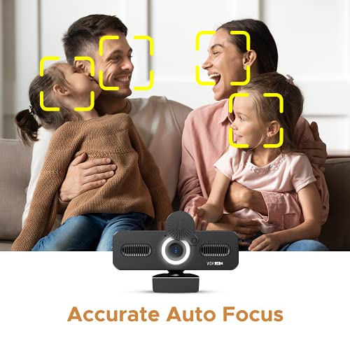 Truefree 2K QHD Webcam with Microphone, Adjustable Ring Light & Privacy Cover, Autofocus USB Web Camera, Plug and Play, 110° Wide Angle, for Mac Desktop Laptop, Streaming Webcam for Zoom/Skype/YouTube