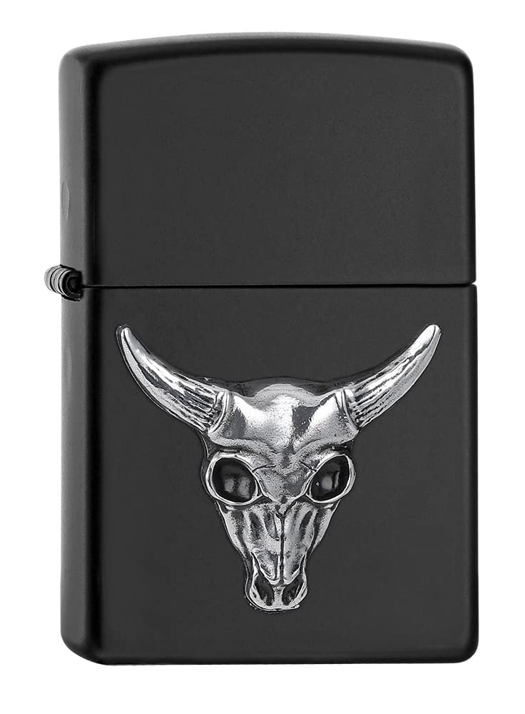 Zippo Windproof Lighter - Bull Skull - Black Matte, Emblem - Refillable for Lifetime Use - Adjustable Flame - Gift Box - Metal Construction - Made in USA — image 1
