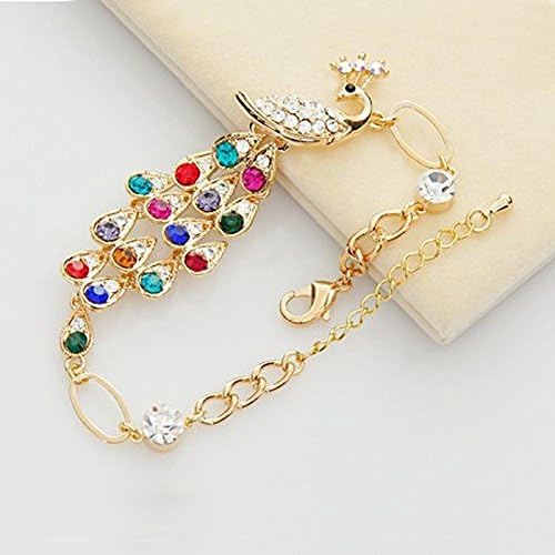 Colorful Hot Rhinestone Crystal Peacoke Bracelet Cuff Women Bangle Jewelry Gift