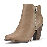 DREAM PAIRS Women's Stylish Cowboy Chunky Block Heel Zipper Closure Ankle Booties