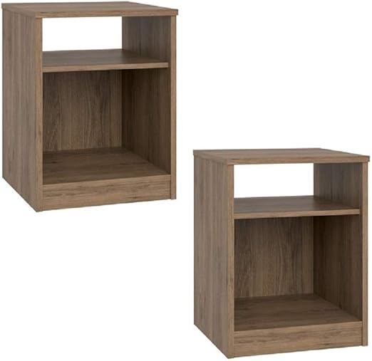 Amazon Com Set Of 2 Nightstand Mdf End Tables Pair Bedroom Table Furniture Multiple Colors Gray 2 Sets Open Space Rustic Oak Kitchen Dining