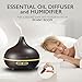 Fosmon Essential Oil Diffuser Dark Brown Wood, Wood Grain Ultrasonic 300mL/10oz Large Essential Oil Aroma Diffuser Cool-Mist Humidifier with 7 LED Mood for Aromatherapy