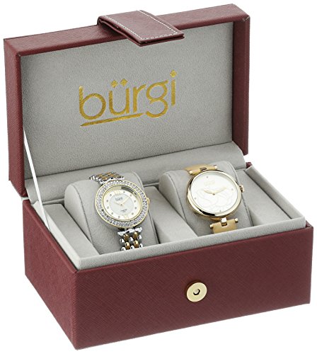 Burgi Women's BUR152YG Silver Quartz Watch Set Including BUR151YG