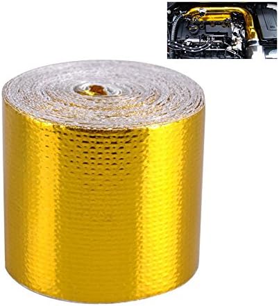 CARGOOL Heat Reflective Tape Adhesive Backed Heat Barrier Tape Roll Thermal Barrier Wrap, 16ft Long, Gold