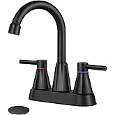 KHQF 4 inches Bathroom Faucet for 3 Hole,2-Handle Bathroom Sink Faucets with Pop Up Drain (Matte Black)