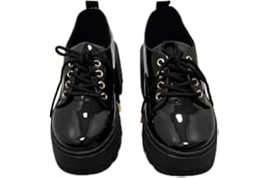 Patent Platform Lace-Up Shoes – Modern Elevated Classic