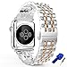HUANLONG Compatible with Apple Watch Band, Solid Stainless Steel Metal Replacement Watchband Bracelet with Compatible with iWatch Series 1/2/3/4/5(LS 42mm Silver/Rose gold)