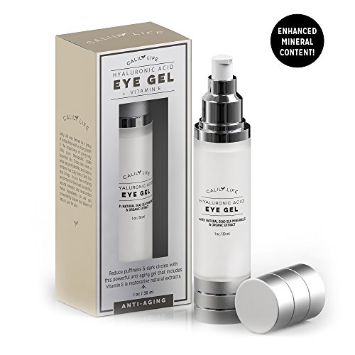CalilyLife Hyaluronic Acid Eye Gel + Vitamin E with Dead Sea Minerals, 1 Oz. – Deep Penetration Formula - Anti-Wrinkle and Anti-Aging - Minimizes Fine Lines, Puffiness and Dark Circles [ENHANCED]