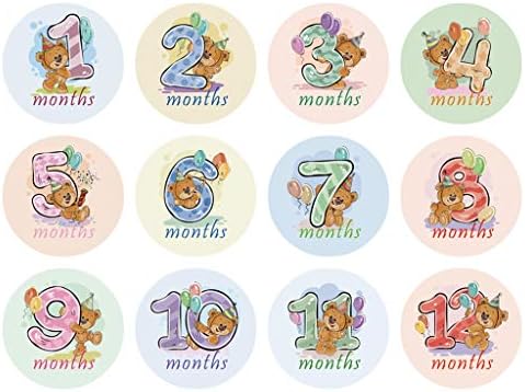 Linlinhou 赤ちゃんマンスリーステッカー 12個月間ステッカー赤ちゃん写真マイルストーンメモリアルマンスリー新生児記念カード番号写真小道具アクセサリー 大特価