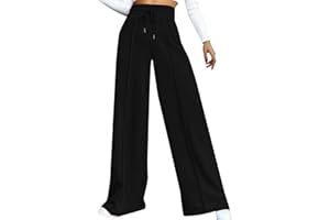 Lainuyoah Oversized Wide Leg Sweatpants Women Elastic Drawstring Baggy Straight Leg Open Bottom Lounge Comfy Joggers Trousers