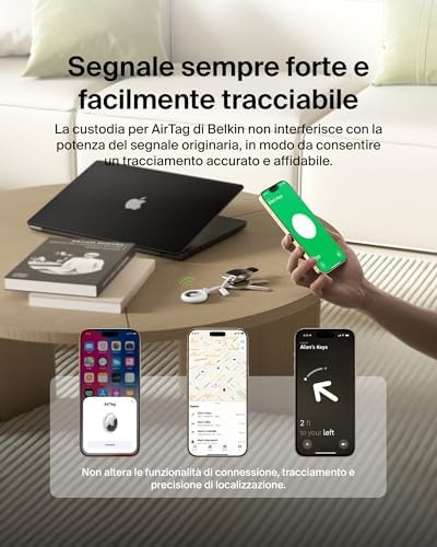Custodia per AirTag con laccetto Secure Holder, guscio protettivo antigraffio per Air Tag – Bianco, Normal