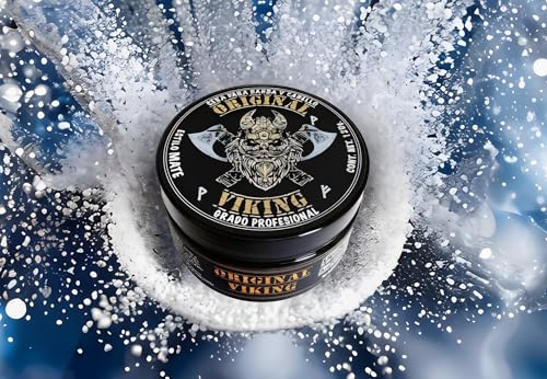 ORIGINAL VIKING | Cera MATE PREMIUM CON FÓRMULA COMPLETAMENTE NUEVA para Barba, Bigote y Cabello. Efecto Mate para un look moderno y casual, da textura a tu estilo, modelado preciso y duradero. Con Aroma Seductor, Sin sustancias dañinas, Vegano, Cruelty-Free. Atrévete y Conquístalo todo 120g