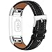 iGK Leather Replacement Bands Compatible for Fitbit Charge 2, Genuine Leather wristbands New Black with Metal Connectors